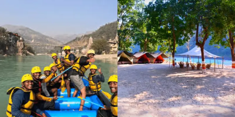 Riverside camping in Rishikesh with Swiss tents near Ganges